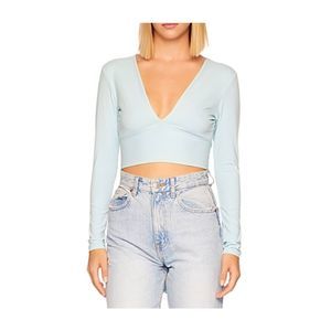 Susana Monaco V Neck Open Back Top In Breath Size L